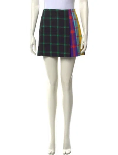 Pre-owned Alice And Olivia Plaid Print Mini Skirt In Multi