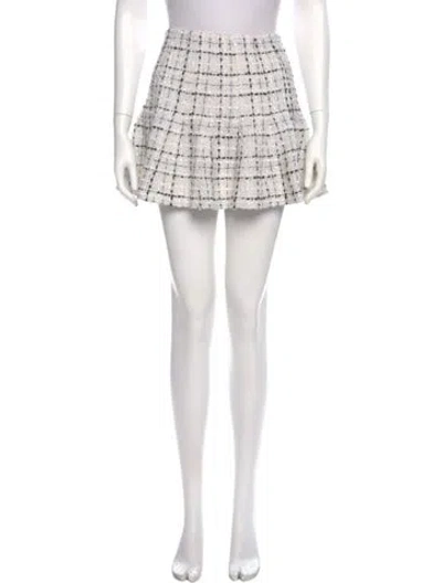 Pre-owned Alice And Olivia Plaid Print Mini Skirt In Neutral