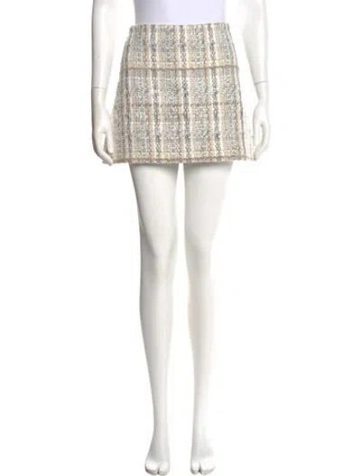 Pre-owned Alice And Olivia Plaid Print Mini Skirt In Neutral