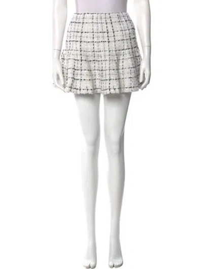 Pre-owned Alice And Olivia Plaid Print Mini Skirt In Neutral