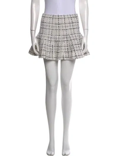 Pre-owned Alice And Olivia Plaid Print Mini Skirt In Neutral