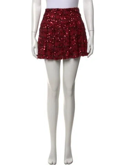 Pre-owned Alice And Olivia Plaid Print Mini Skirt In Red