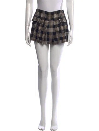 Pre-owned Alice And Olivia Plaid Print Mini Skirt W/ Tags In Blue