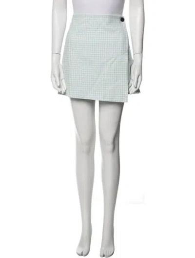 Pre-owned Alice And Olivia Plaid Print Mini Skirt In White
