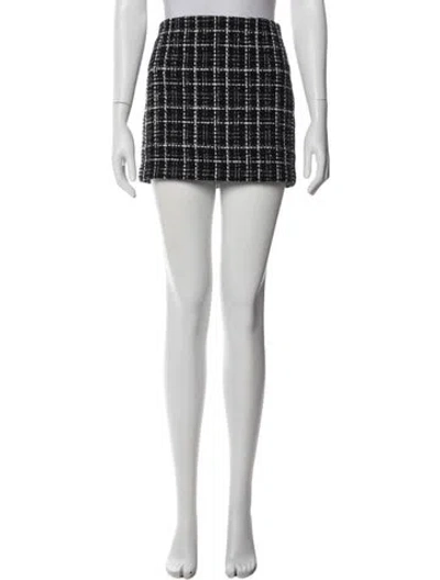 Pre-owned Alice And Olivia Plaid Print Mini Skirt In White