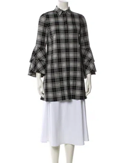Pre-owned Alice And Olivia Plaid Print Mock Neck Tunic In Multi