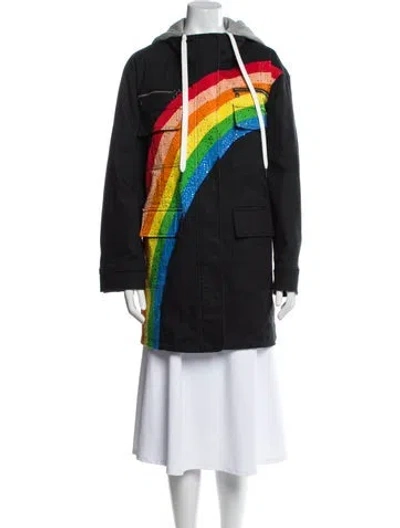 Pre-owned Alice And Olivia Plaid Print Parka In Black