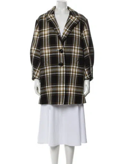 Pre-owned Alice And Olivia Plaid Print Peacoat In Black