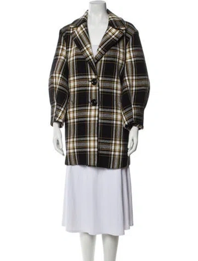 Pre-owned Alice And Olivia Plaid Print Peacoat In Black