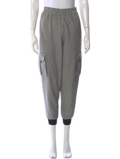 Pre-owned Alice And Olivia Plaid Print Skinny Leg Pants In White