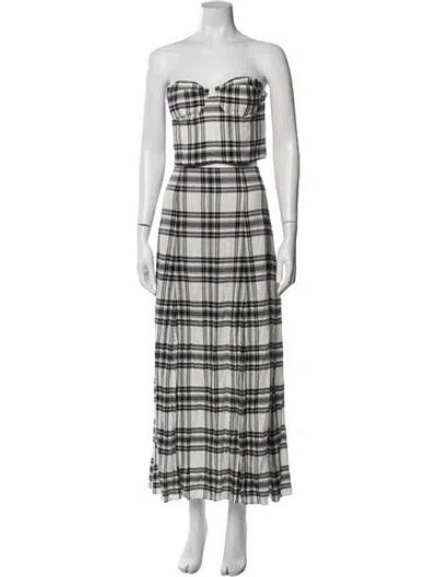 Pre-owned Alice And Olivia Plaid Print Skirt Set W/ Tags In White