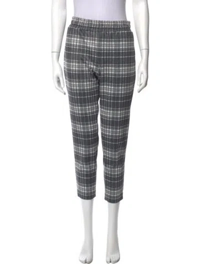 Pre-owned Alice And Olivia Plaid Print Straight Leg Pants In Black