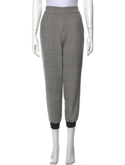 Pre-owned Alice And Olivia Plaid Print Straight Leg Pants In Black