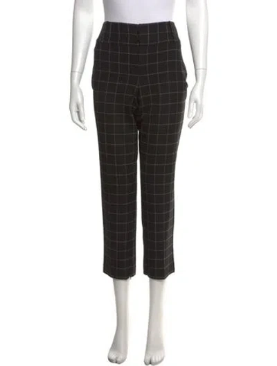 Pre-owned Alice And Olivia Plaid Print Straight Leg Pants In Black