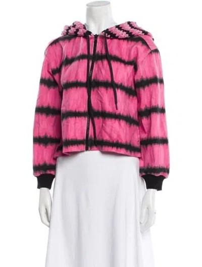 Pre-owned Alice And Olivia Plaid Print Tie Neck Hoodie W/ Tags In Pink