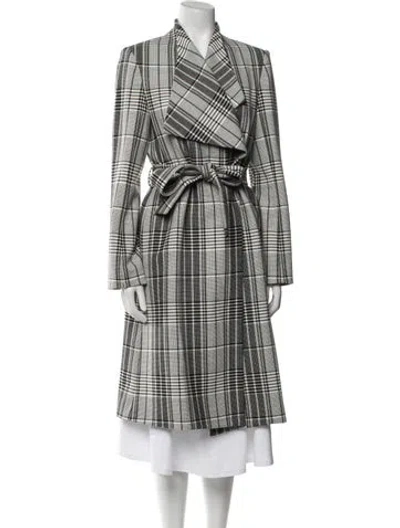Pre-owned Alice And Olivia Plaid Print Trench Coat In Neutral