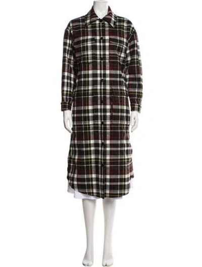 Pre-owned Alice And Olivia Plaid Print Trench Coat In Neutral