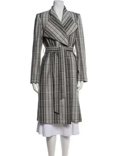 Pre-owned Alice And Olivia Plaid Print Trench Coat In Neutral