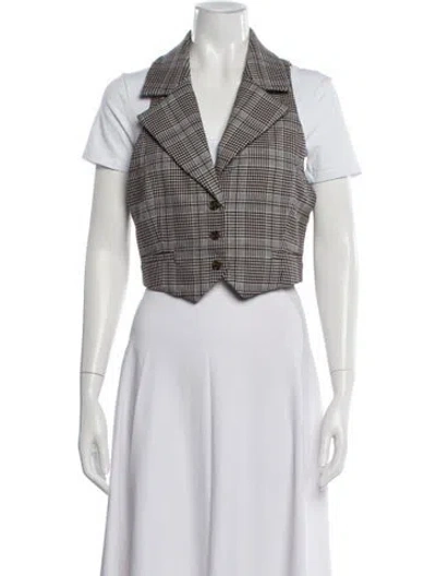 Pre-owned Alice And Olivia Plaid Print Vest In Gray
