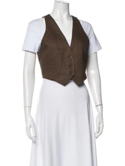 Pre-owned Alice And Olivia Plaid Print Vest In Grey