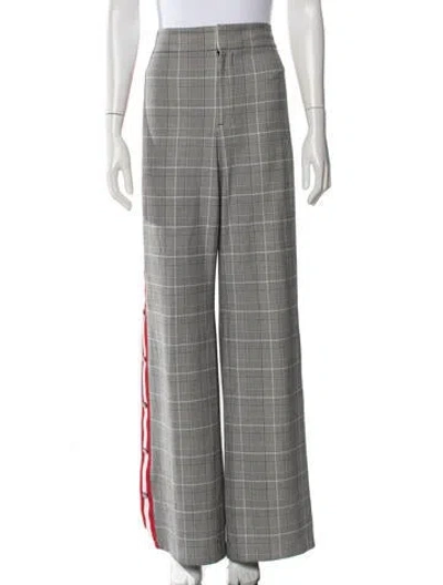 Pre-owned Alice And Olivia Plaid Print Wide Leg Pants In Gray