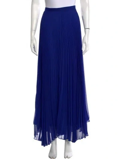 Pre-owned Alice And Olivia Pleated Accents Long Skirt In Blue