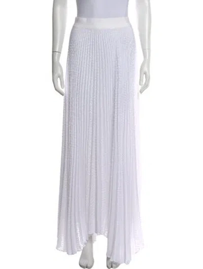 Pre-owned Alice And Olivia Pleated Accents Long Skirt In White