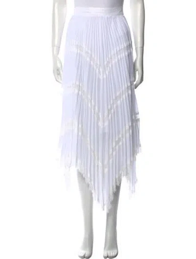 Pre-owned Alice And Olivia Pleated Accents Midi Length Skirt In White