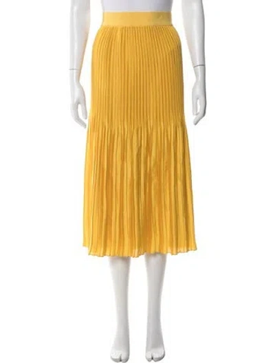 Pre-owned Alice And Olivia Pleated Accents Midi Length Skirt In Yellow