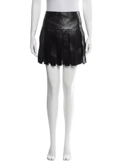 Pre-owned Alice And Olivia Pleated Accents Mini Skirt In Black