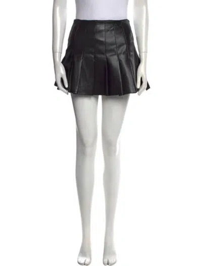 Pre-owned Alice And Olivia Pleated Accents Mini Skirt In Black