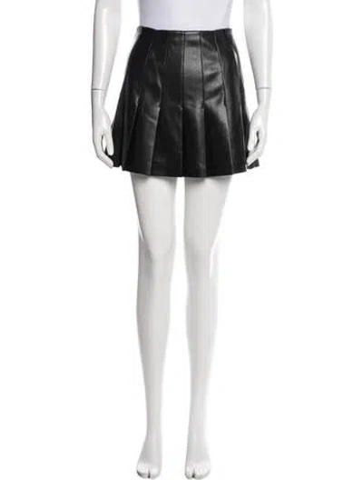 Pre-owned Alice And Olivia Pleated Accents Mini Skirt In Black