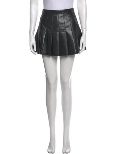 Pre-owned Alice And Olivia Pleated Accents Mini Skirt In Black