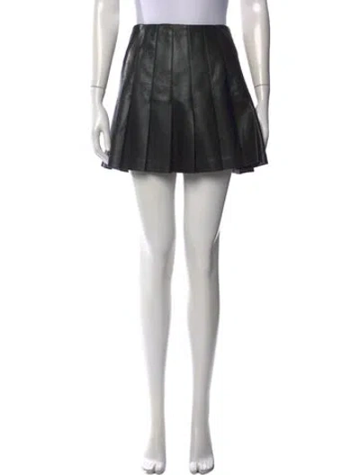Pre-owned Alice And Olivia Pleated Accents Mini Skirt In Black