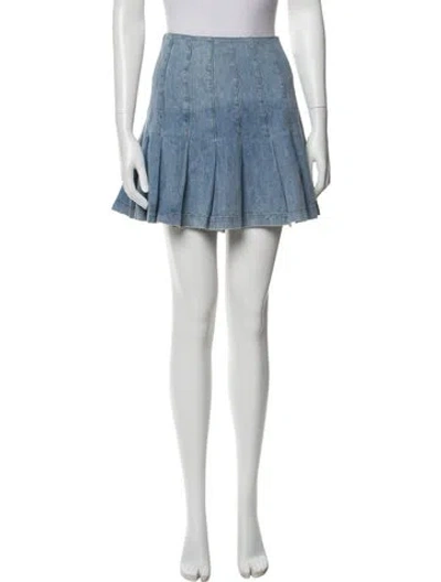 Pre-owned Alice And Olivia Pleated Accents Mini Skirt In Blue