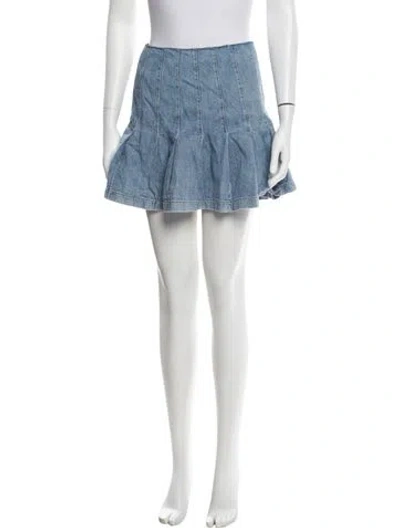 Pre-owned Alice And Olivia Pleated Accents Mini Skirt In Blue