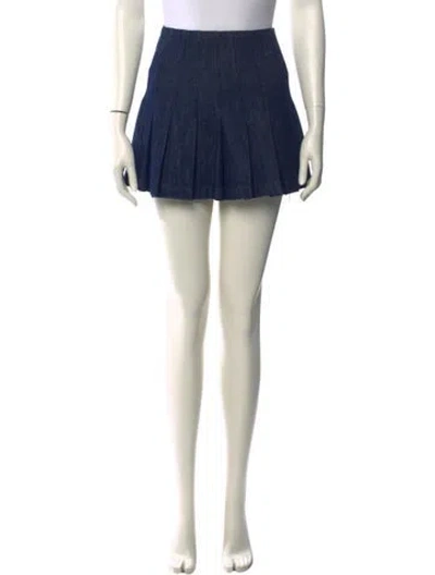 Pre-owned Alice And Olivia Pleated Accents Mini Skirt In Blue