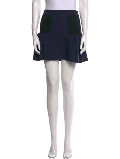 Pre-owned Alice And Olivia Pleated Accents Mini Skirt In Blue