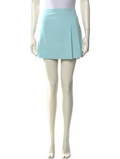 Pre-owned Alice And Olivia Pleated Accents Mini Skirt In Blue