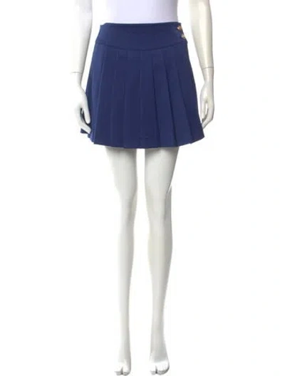 Pre-owned Alice And Olivia Pleated Accents Mini Skirt In Blue