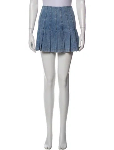 Pre-owned Alice And Olivia Pleated Accents Mini Skirt In Blue