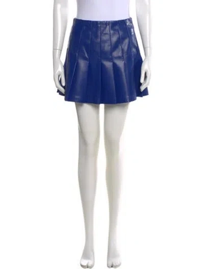 Pre-owned Alice And Olivia Pleated Accents Mini Skirt In Blue