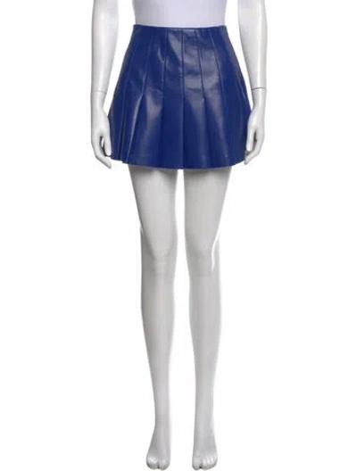 Pre-owned Alice And Olivia Pleated Accents Mini Skirt In Blue