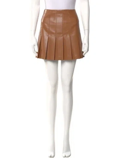 Pre-owned Alice And Olivia Pleated Accents Mini Skirt In Brown