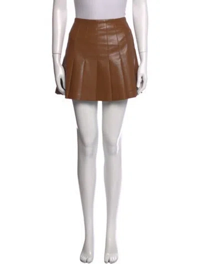 Pre-owned Alice And Olivia Pleated Accents Mini Skirt In Brown