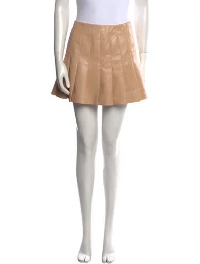 Pre-owned Alice And Olivia Pleated Accents Mini Skirt In Brown