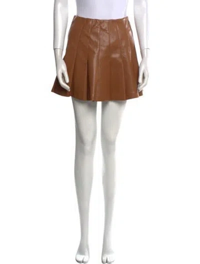 Pre-owned Alice And Olivia Pleated Accents Mini Skirt In Brown