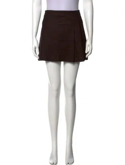 Pre-owned Alice And Olivia Pleated Accents Mini Skirt In Brown