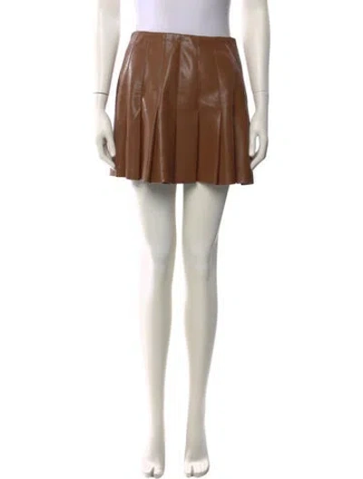 Pre-owned Alice And Olivia Pleated Accents Mini Skirt In Brown