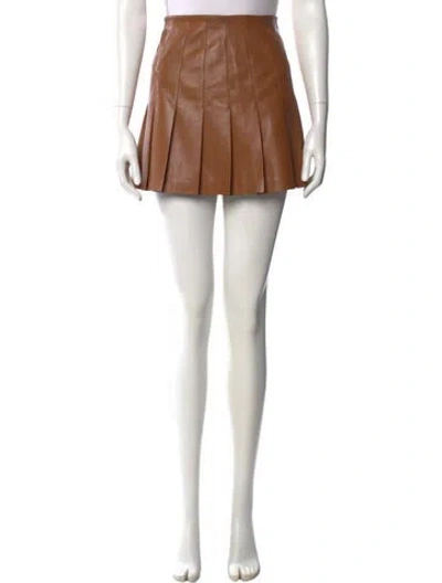 Pre-owned Alice And Olivia Pleated Accents Mini Skirt In Brown